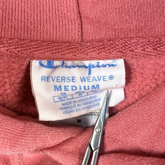 VTG Y2K Champion Reverse Weave Hoodie Men M Pink Embroidered Pullover Sweatshirt - Picture 5 of 9